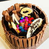 1/2 Kg Kitkat Theme Chocolate Gems Designer Cake ( Kitkat,5 Star, Dairy Milk, Milky Bar Chocolates Used)